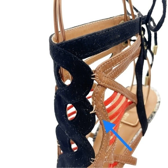 River Island Strappy Caged Mixed Print Heels Black Coral Tan Women’s 7 US | 5 UK - Picture 13 of 16